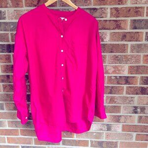 Aritzia Wilfred  Free   * Button-Up Shirt  100% Cotton Hot Pink  Oversized S
